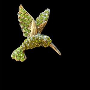 Green Crystal Hummingbird Brooch